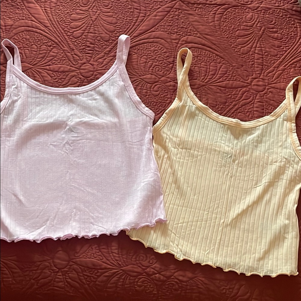 Women's Ribbed cotton Tank Tops - Pink and peach 🍑 🍧